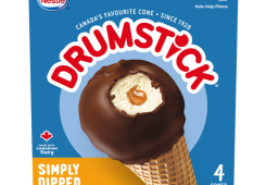 DRUMSTICK Simply Dipped Vanilla Caramel Frozen Desert Cones, Multipack, 4 x 135 ml